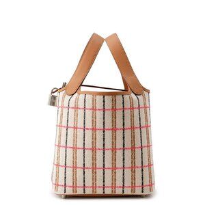 HERMES Picotin Lock Blanket Size PM Toile H/Swift Leather Gold/Ecru/Fauve